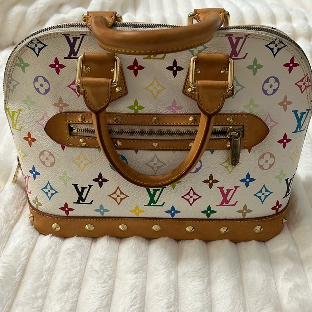 Louis Vuitton Alma White Murakami Bag, Rare Takashi Murakami Collaboration
